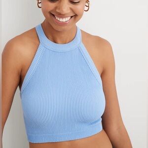 Aerie Sky Blue Ribbed Top